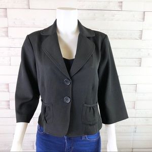 Constance Marie Cropped Jacket Size Large in Black Double Button Front P…
